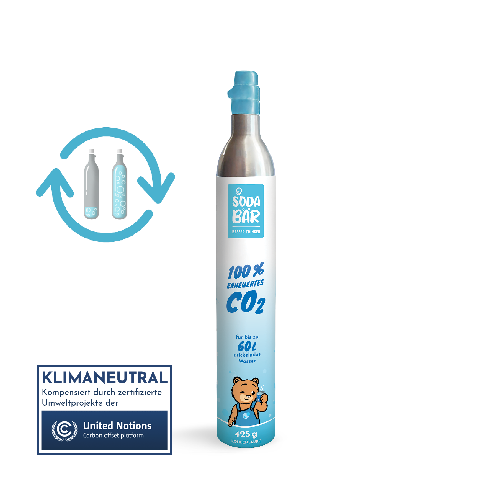CO2-Tauschzylinder Kohlensäure FÜLLUNG 425g (60 l)