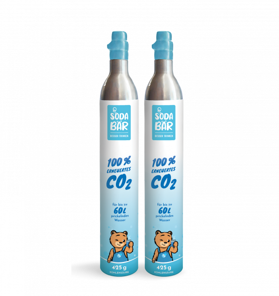CO2-Zylinder für SodaStream Geräte | 2 x 425g (60 l) | hochreine Kohlensäure