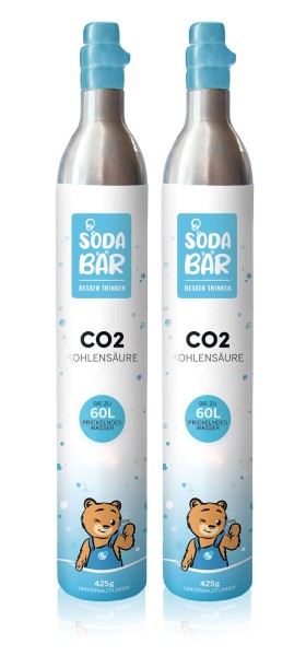 CO2-Zylinder für SodaStream Geräte | 2 x 425g (60 l) | hochreine Kohlensäure
